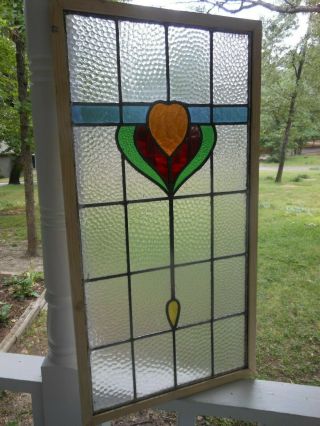 PLA - M - 135 Older LARGE Leaded Stain Glass Window F/England Reframed 3