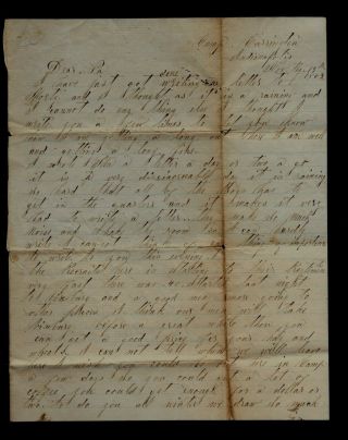 7th Indiana Infantry Civil War Letter From Camp Carrington In Indianapolis
