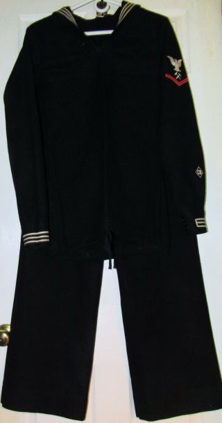 Vintage Military Naval Navy Sailor Uniform Wool Jacket Pants