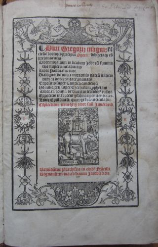 Post Incunable Gregor I Opera Folio Regnault 1521
