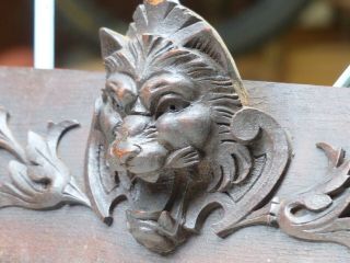32 " French Antique Hand Carved Pediment Gothic Lion Salvage 19th