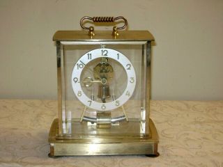 Vintage Kundo Kieninger Obergfell Skeleton Mantle Clock Germany Electric Brass
