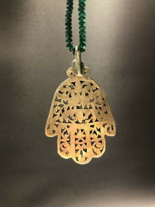 Antique 11 Century Seljuk Islamic Jewish Solid Silver Hamsa Amulet Talisman Hand