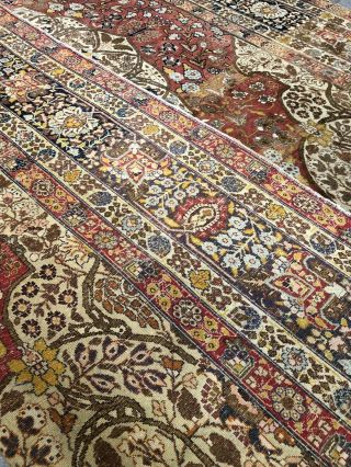 Auth: Antique Persian Hadji Jalili Type Tabrize Organic Wool Beaty 8x11 NR 8