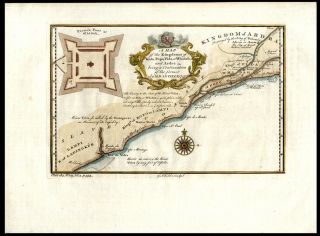 1752 Copper Engraved Hand Colored Detailed Map West African Slave Coast 2