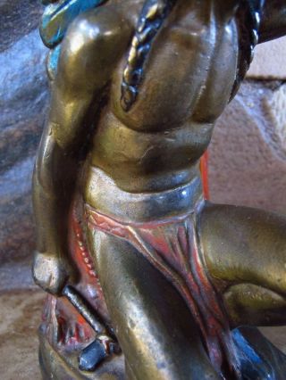 Antique RUHL Armor Bronze Native American Indian Sculpture Statue Chief Figure 5
