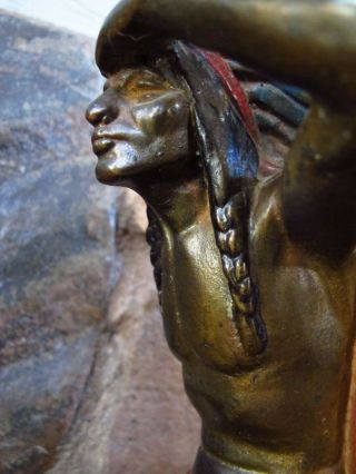 Antique RUHL Armor Bronze Native American Indian Sculpture Statue Chief Figure 8