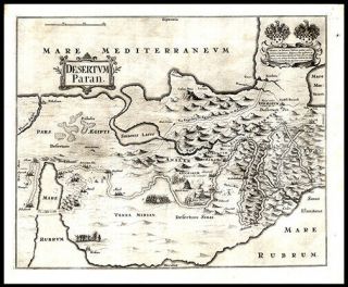 1650 Thomas Fuller Map Palestine Middle East The Wandering Of The Jews