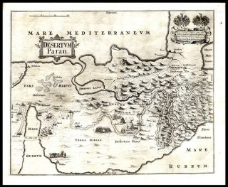 1650 Thomas Fuller Map Palestine Middle East The Wandering of The Jews 2