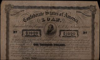 1860s Confederate States Of America Csa Civil War Loan Bond Poster - Impressive
