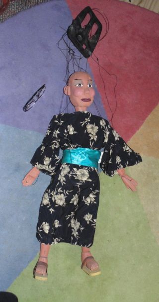 Large Professional Marionette Puppet Vintage Folk Art Ventriloquist Asian