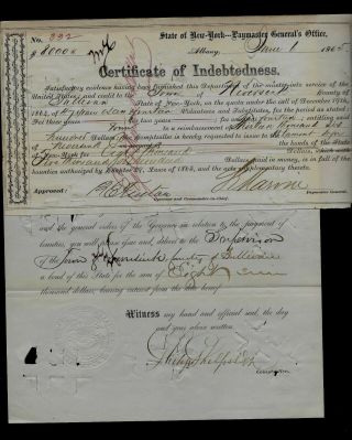 1865 Civil Document - Payment To Soldiers From Town Of Neversink,  Ny - Find