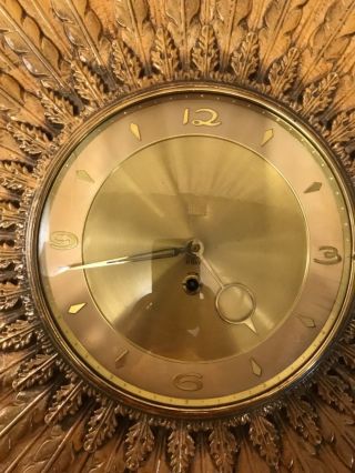 Mid Century Turner 8 day Starburst Wall Clock Vintage Modern Eames Era 25 1/2 