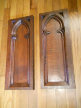 French Antique Gothic Revival Panels Oak Wood Salvage