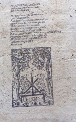 Uncut Incunabula Sheet,  Giovanni Nanni ' s Berosus Babilonicus,  1510 4