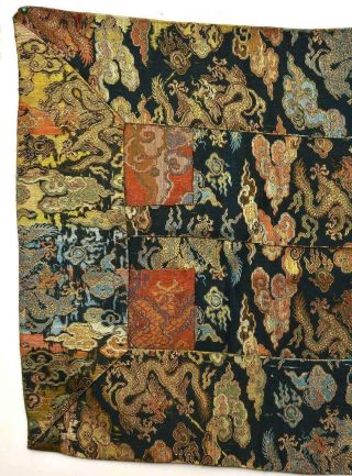 1900 ' s Chinese Brocade Silk Embroidery Dragon Panel Textile Tapestry 2