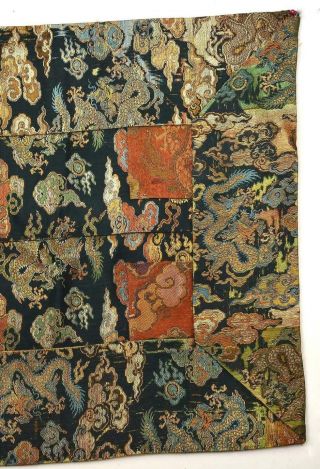 1900 ' s Chinese Brocade Silk Embroidery Dragon Panel Textile Tapestry 3
