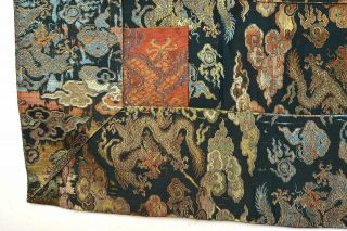 1900 ' s Chinese Brocade Silk Embroidery Dragon Panel Textile Tapestry 6