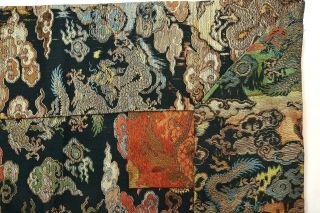 1900 ' s Chinese Brocade Silk Embroidery Dragon Panel Textile Tapestry 7