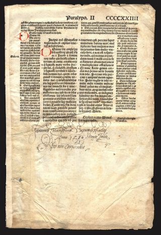 The Closing Chronicles Contemporary Annotations 1497 Large Incunable Bible Leaf 2