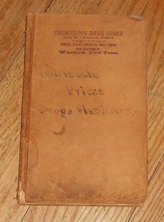 1895 Antique Medical Manuscript Book Hand - Written Medicine Prices For Drug Store
