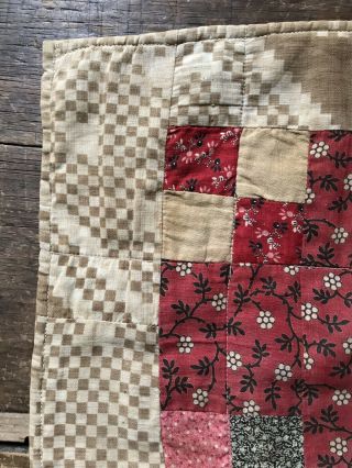 Antique Handmade ALL CALICO Doll’s Quilt Brown Black Textile AAFA 11