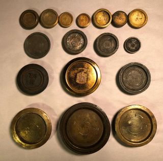 16 Antique Nesting Scale Weights See Pictures