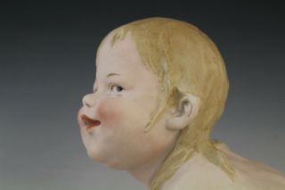 Antique Stamped Bisque Porcelain Naked Playful Baby Girl Figural Statue Figurine 4