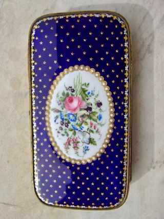 ANTIQUE XIX C.  Victorian enameled porcelain ornate floral CIGARS CIGARETTE CASE 2
