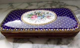 ANTIQUE XIX C.  Victorian enameled porcelain ornate floral CIGARS CIGARETTE CASE 4