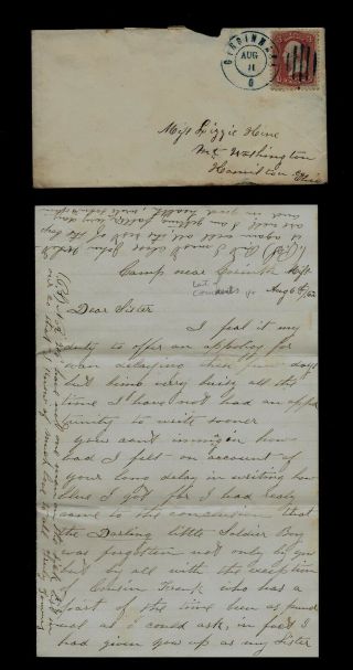 39th Ohio Infantry Civil War Letter - Camp Near Corinth,  Mississippi