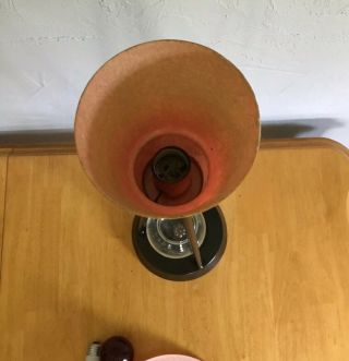 Vintage MCM Table Lamp Atomic Pink Fiberglass Shade 10