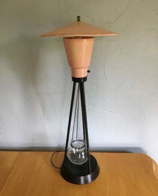 Vintage MCM Table Lamp Atomic Pink Fiberglass Shade 3