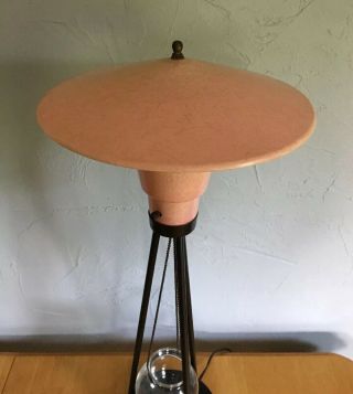 Vintage MCM Table Lamp Atomic Pink Fiberglass Shade 4
