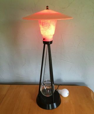 Vintage MCM Table Lamp Atomic Pink Fiberglass Shade 9