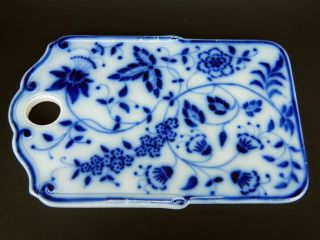 Antique German Onion Cheese Flow Blue & White Ironstone Cutting Chopping Board