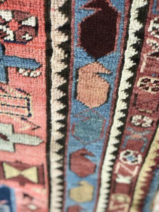 Auth: 19th C Antique Caucasian Rug Fine Short Runner Wool Beauty 3 x 6.  7 NR 6