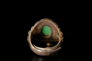 ANTIQUE CHINESE APPLE GREEN JADE SILVER RING ADJUSTABLE A87730 4