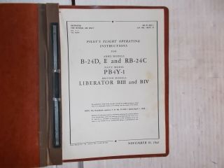 Rare Consolidated B - 24d,  E & Rb Pilots Flight Instructions Army Air Corps