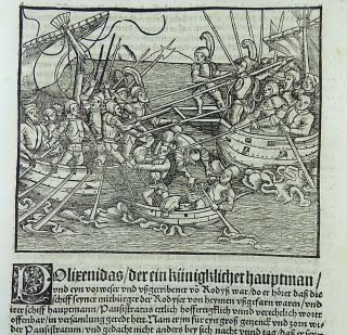 1514 Livy - Post Incunabula Woodcut Sea Battle - Polixênides Admiral Of Rhodes