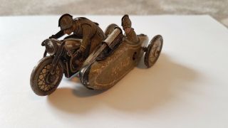 Tin Toy Cko 342 Kellermann Military Motorcycle Sidecar - Machinegun 1930 Germany