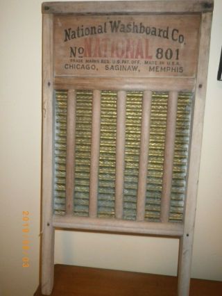 Vintage Antique National Washboard Co The Brass King No.  801 Old Wash Board Wood