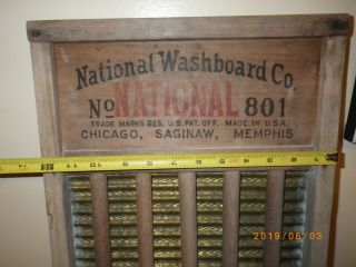 Vintage Antique National Washboard Co The Brass King NO.  801 Old Wash Board Wood 3