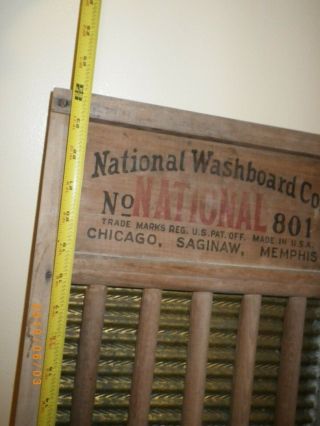Vintage Antique National Washboard Co The Brass King NO.  801 Old Wash Board Wood 4