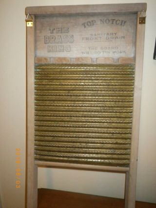 Vintage Antique National Washboard Co The Brass King NO.  801 Old Wash Board Wood 6