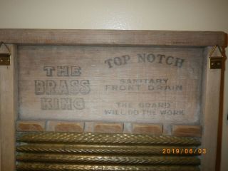 Vintage Antique National Washboard Co The Brass King NO.  801 Old Wash Board Wood 7