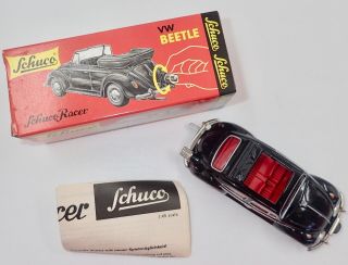 Schuco Racer VW Beetle 1960 Sunroof Black Tin Box 1:45 Scale 12