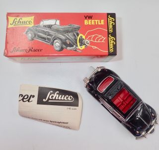 Schuco Racer VW Beetle 1960 Sunroof Black Tin Box 1:45 Scale 3