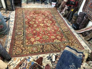 Auth: 1920 ' s Antique Indian Rug Mughal Highly Decorative Organic ART 8x11 NR 5