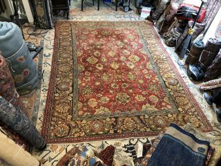 Auth: 1920 ' s Antique Indian Rug Mughal Highly Decorative Organic ART 8x11 NR 7